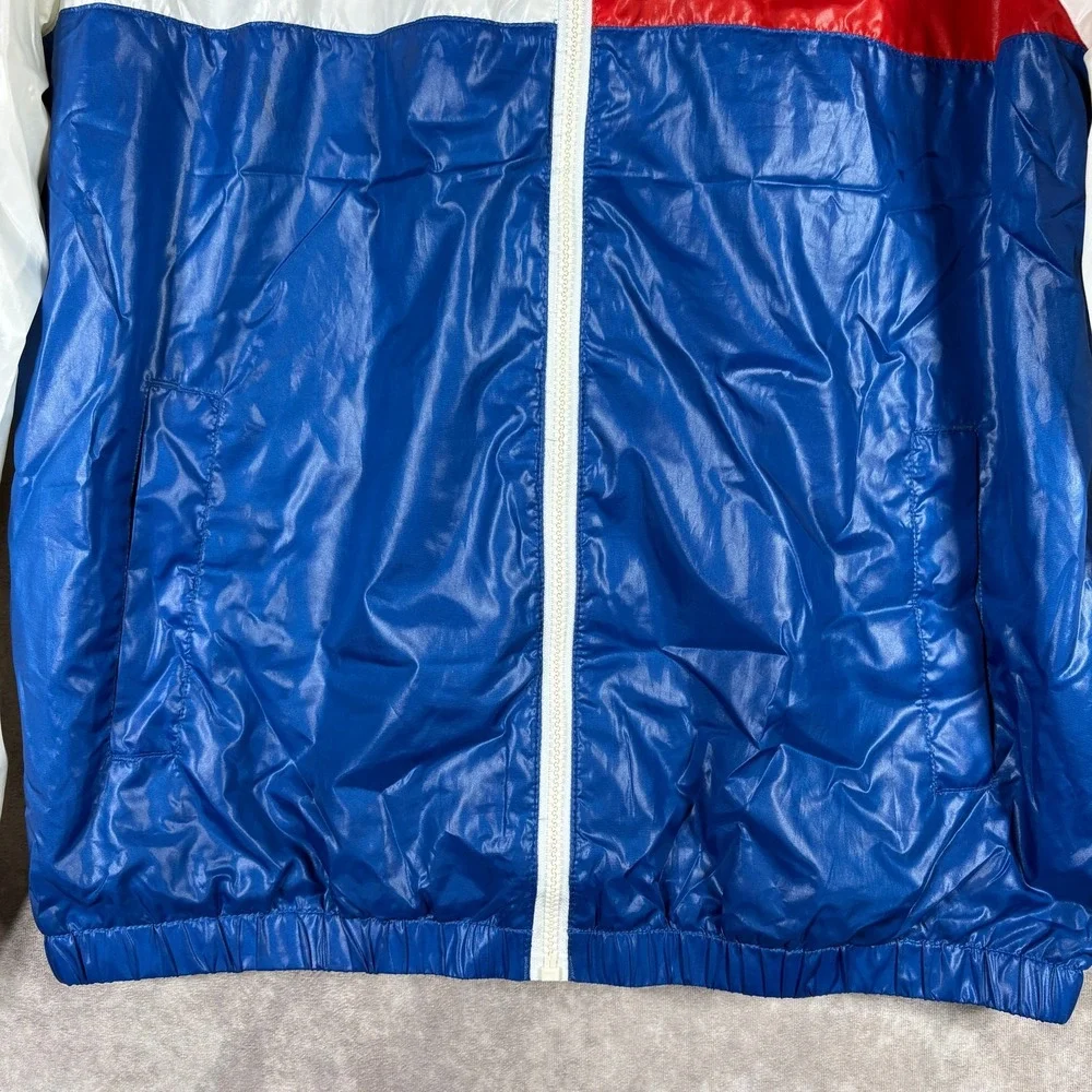 Tommy Hilfiger Denim Windbreaker Jacket Mens M Blue White Red Colorblock Y2K
